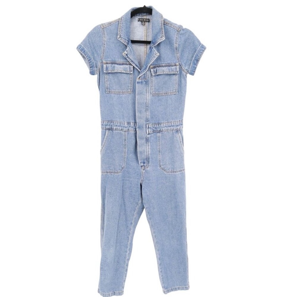 Denim Cropped Jumpsuit